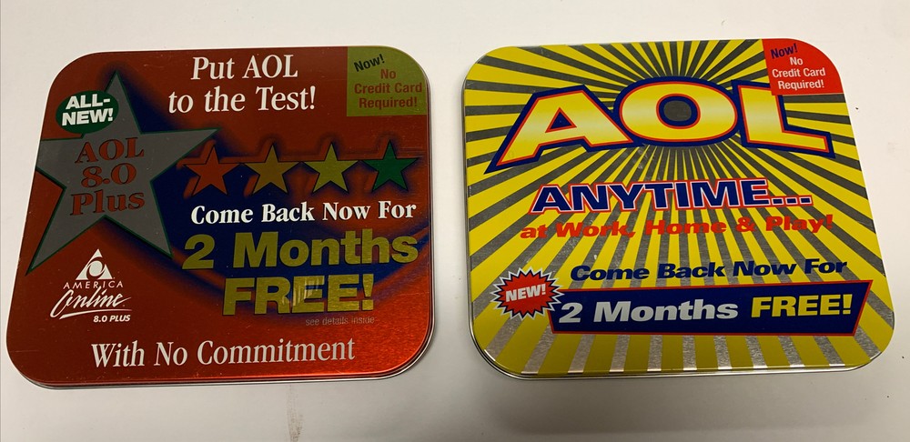 AOL Computer Software CD’s In Tin Boxes America on Line Vintage