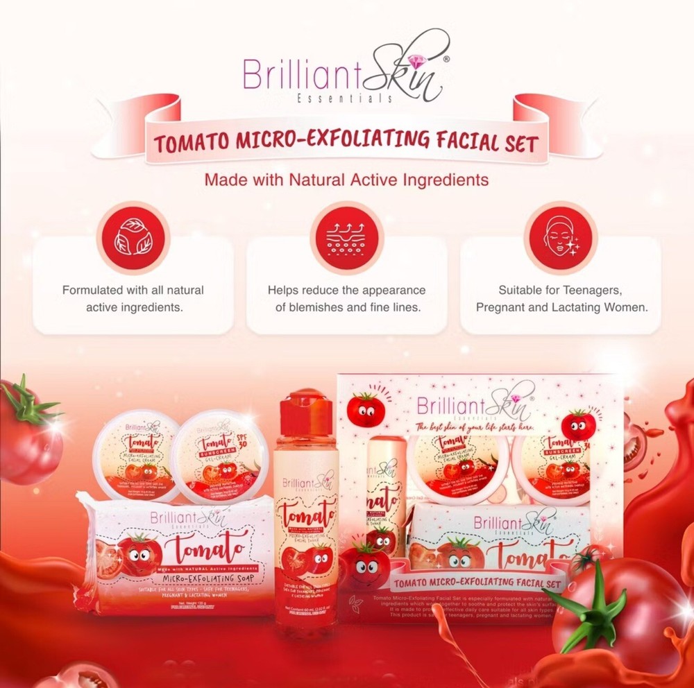 Brilliant Skin Tomato Micro Exfoliating Set | 💯 Authentic | For Sensitive Skin