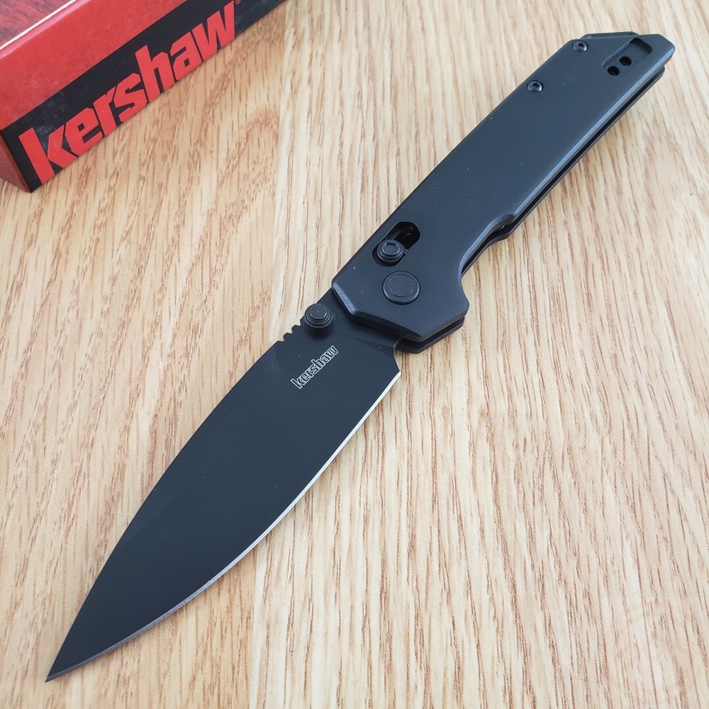 Kershaw Iridium Folding Knife 3.5" D2 Tool Steel Blade Black Aluminum Handle