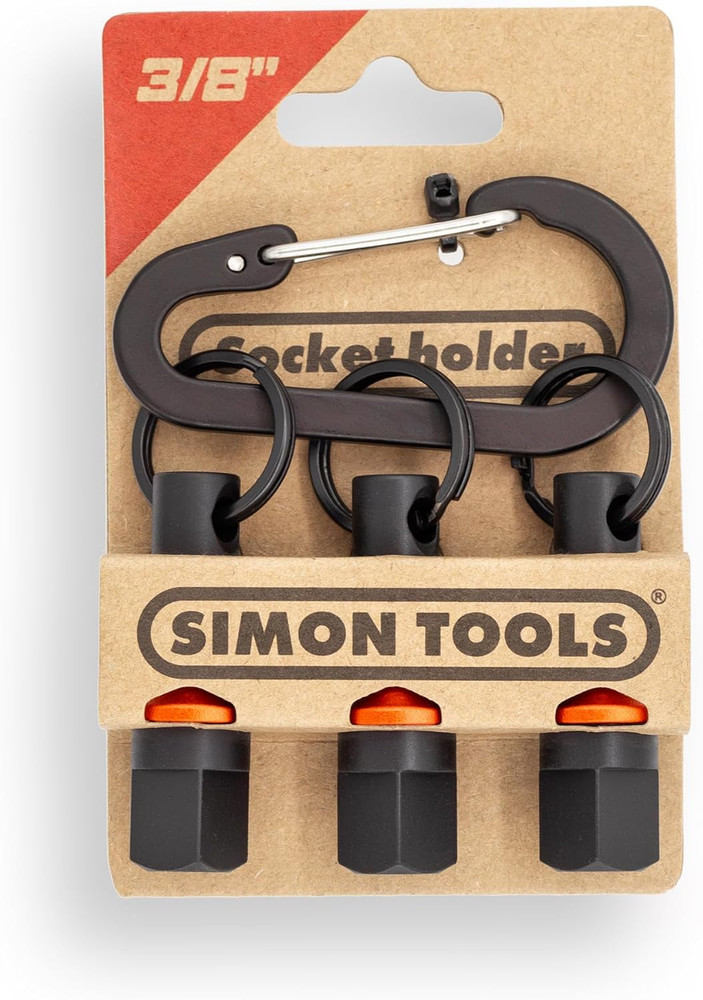 Socket Holder Keychain 3pc - 3/8 Socket Organizer with Quick Release and Clip -