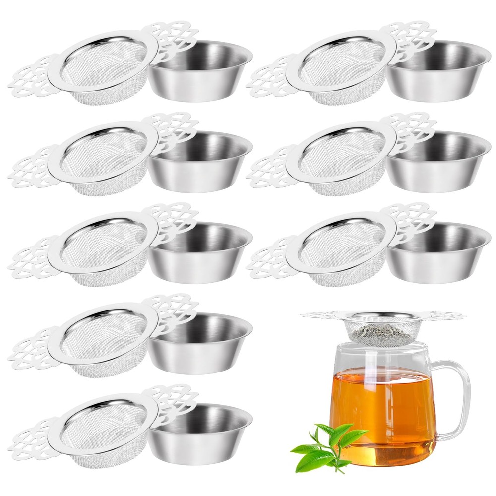 8 Pack Mesh Tea Filter Strainers Stainless Metal Tea Infuser With Petal Handl...