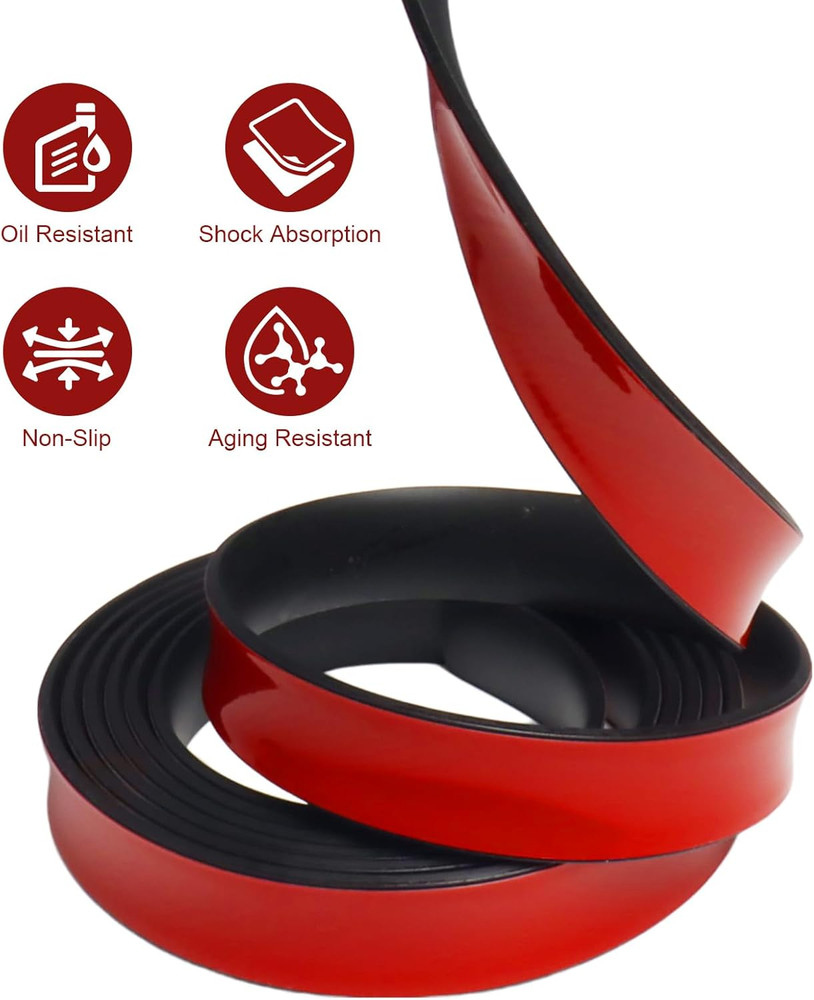 Rubber Strips with Adhesive Backing, 1" W X 1/16" T X 10' L Solid Neoprene Rubbe