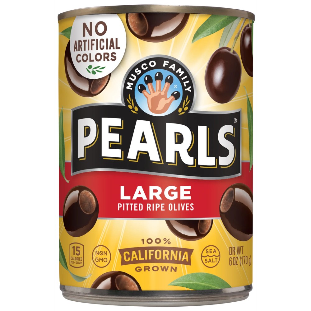 Ripe pitted black olives pantry staple