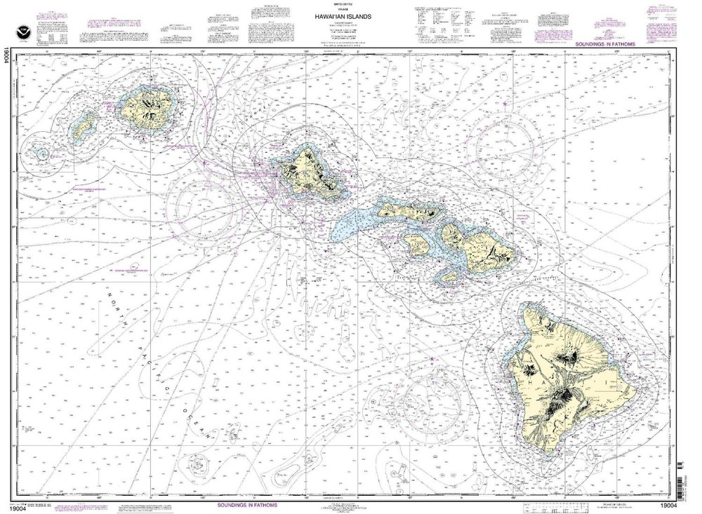 NOAA Chart 19004 Hawaiian Islands 39th Edition Nautical Navigation Map
