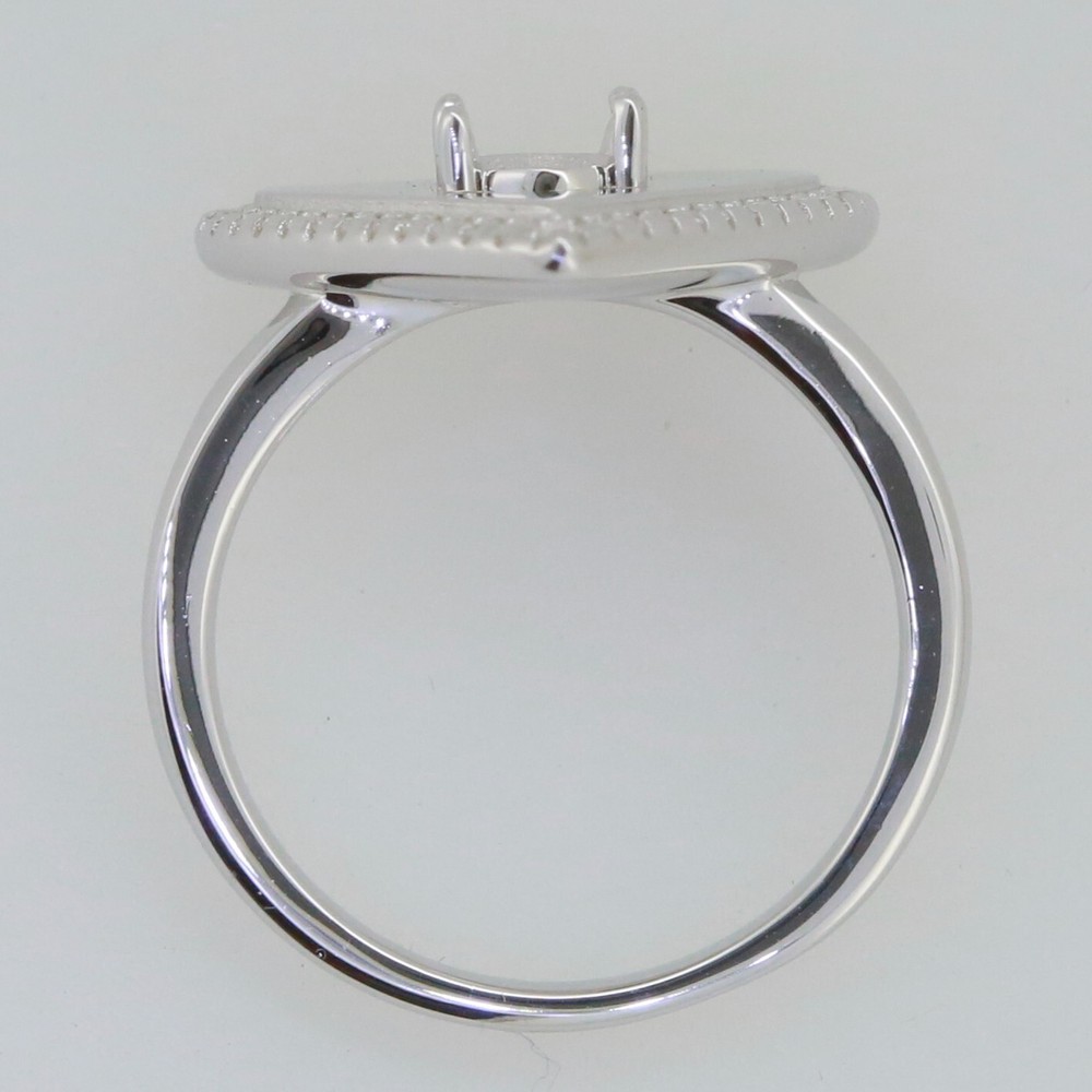 Solid Sterling Silver Semi Mount Ring Setting Oval OV 7x5mm Heart Halo