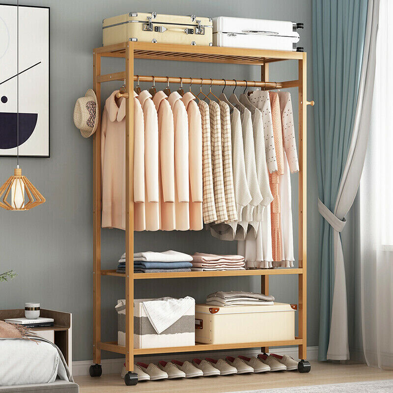 Extra Tall Clothes Rail Garment Hanging Display Stand Portable Rolling Stand