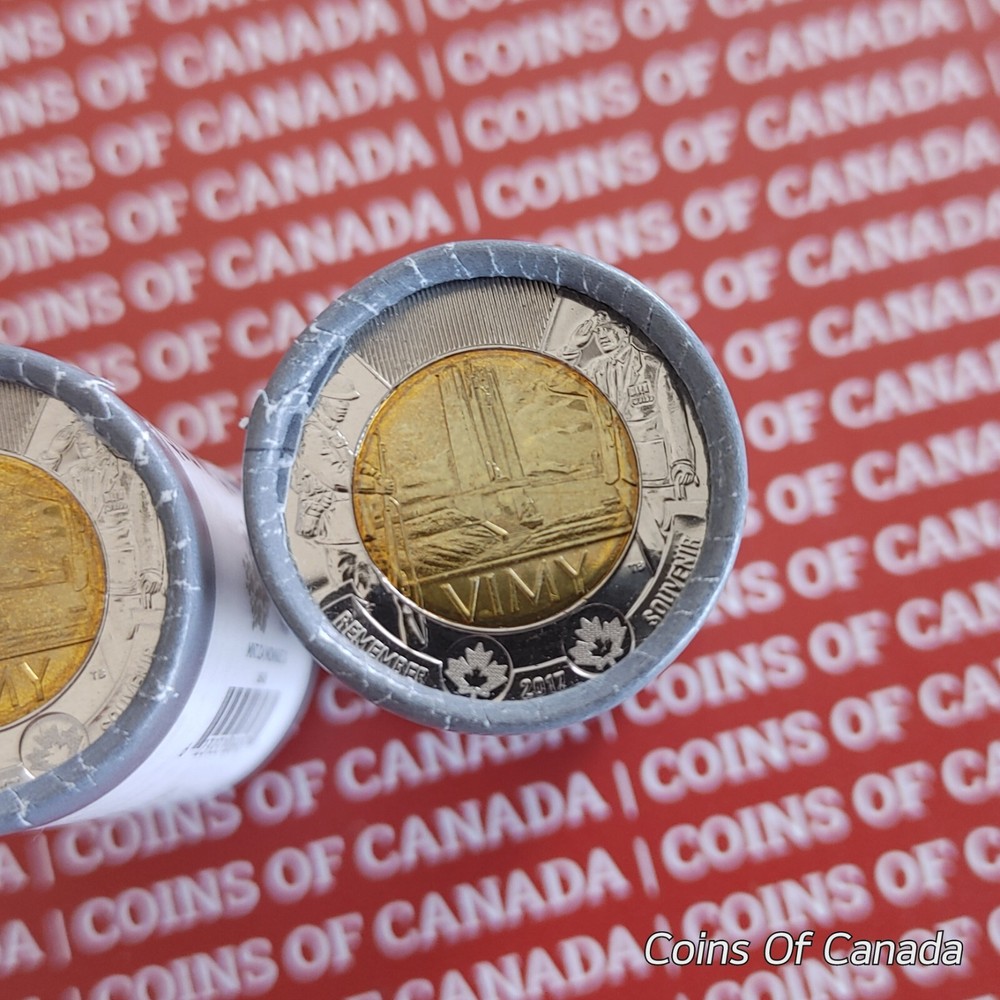2017 Canada $2 Toonie Rolls x2 Vimy Ridge RCM Special Wrap Coins #coinsofcanada
