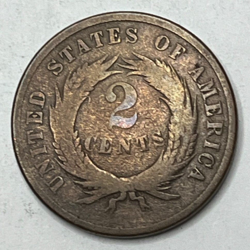 1865 Two Cent Piece Fine F Coin