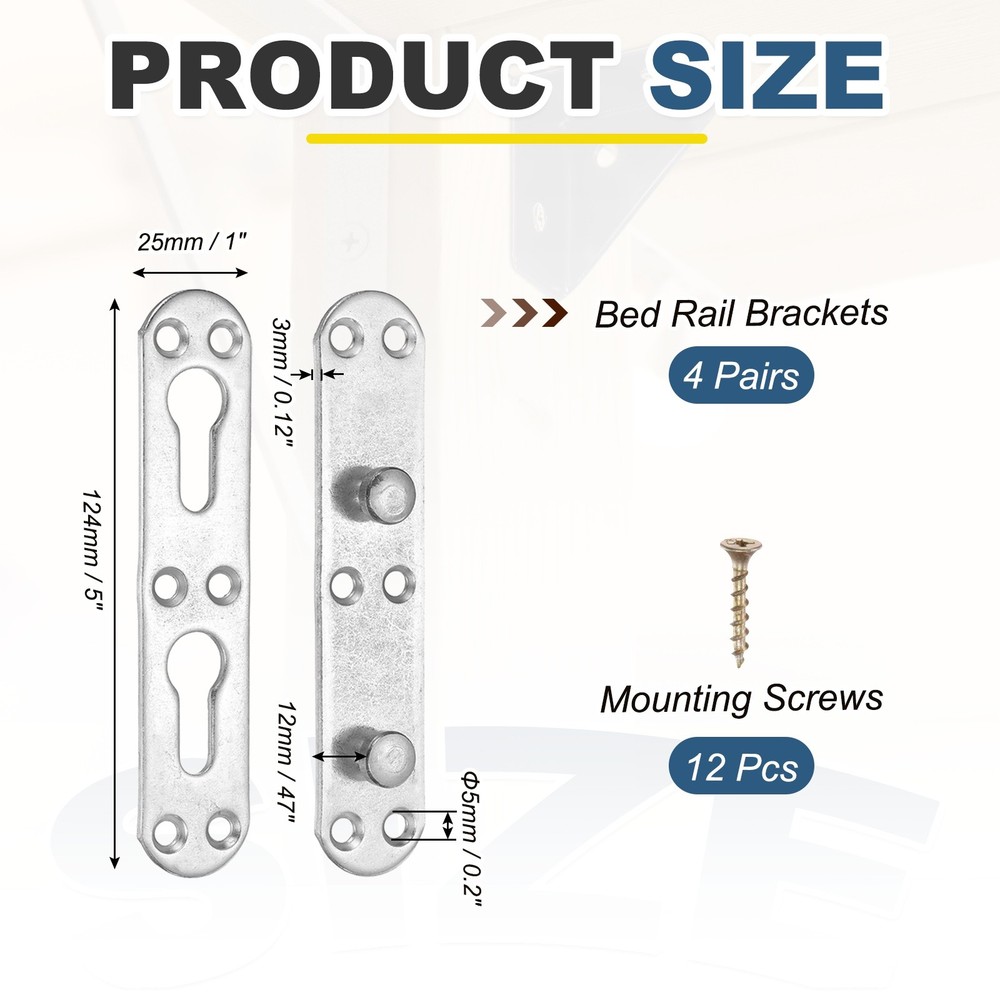 5" Steel Bed Brackets for Silver Fixing