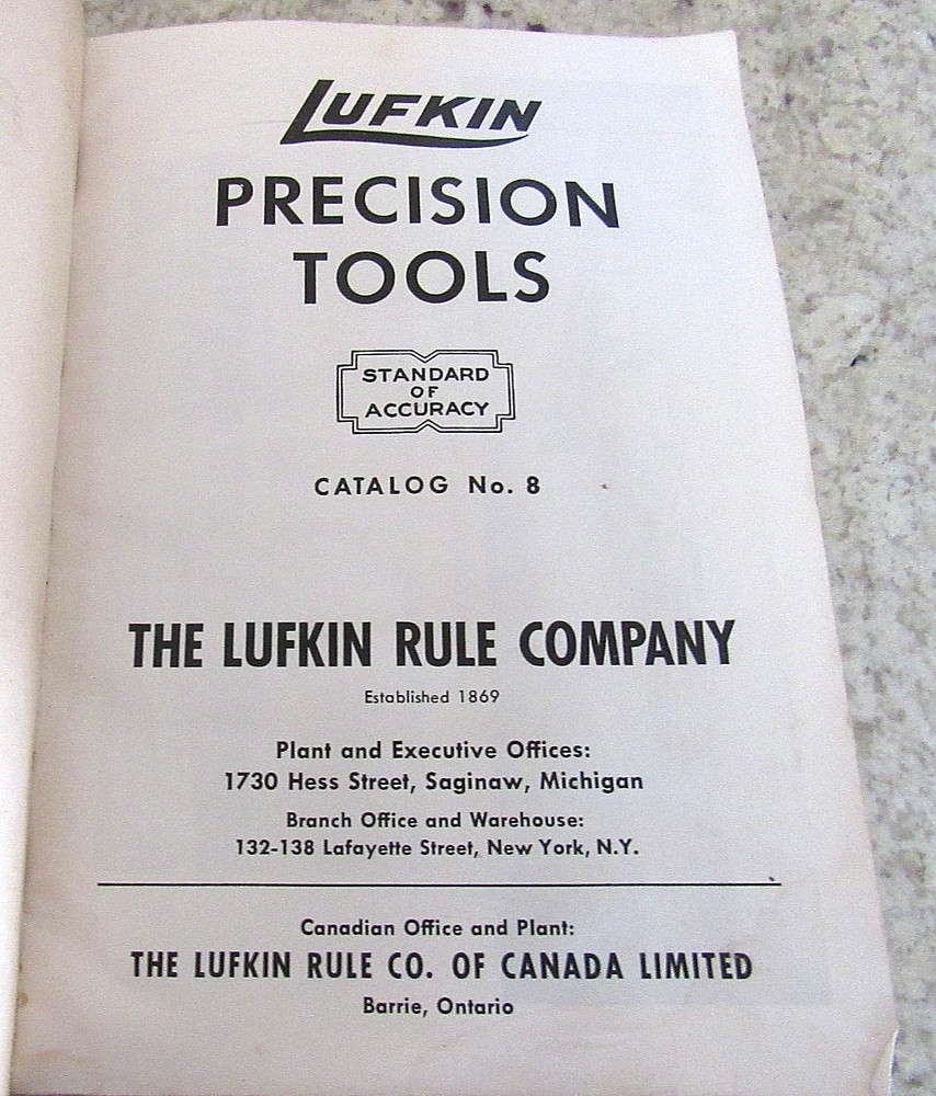 Vintage Lufkin Rule Co. Precision Tools Catalog No. 8 Measuring Tools