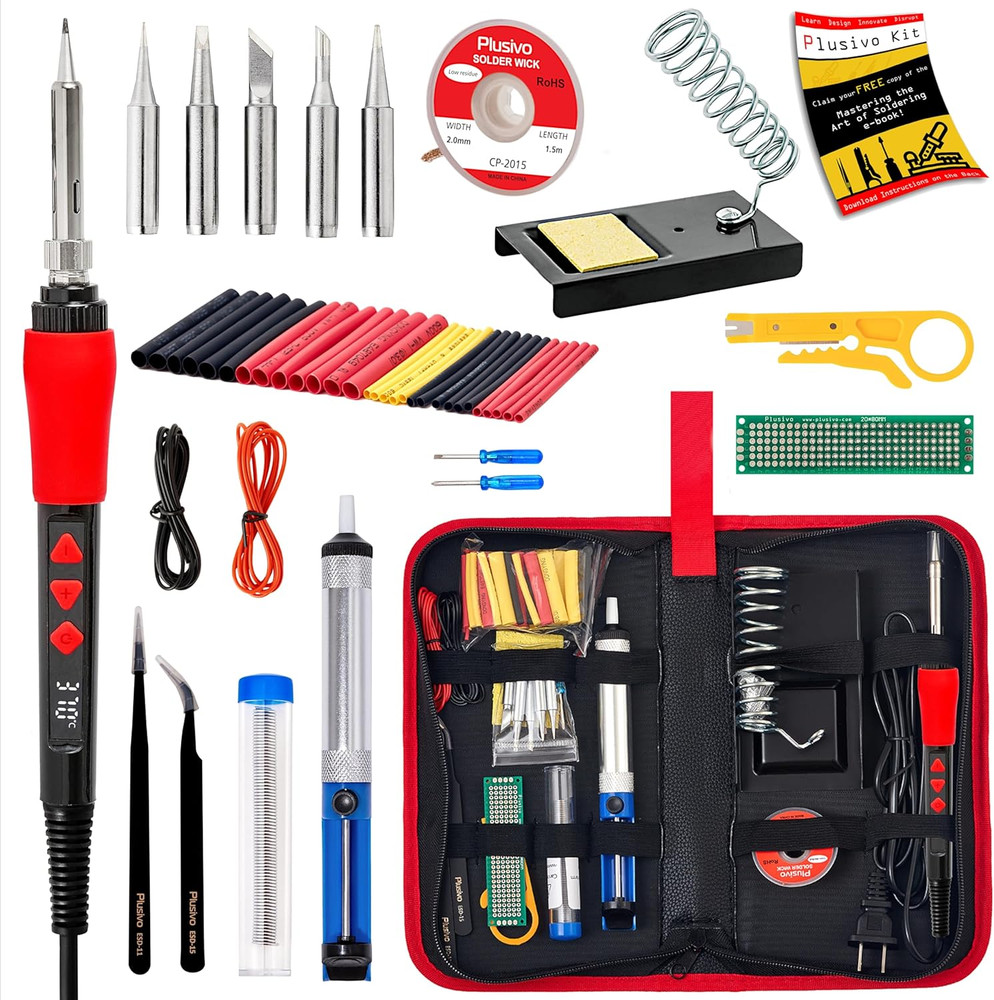 Soldering Iron Kit, 60W LED Display Digital Solder Pen, 5Pcs Replaceable Tips, 2