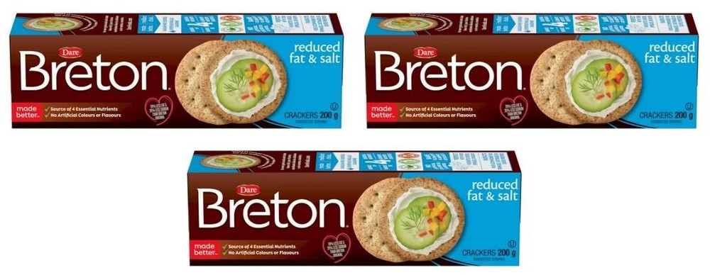 Dare Breton Reduced Salt and Fat Crackers, 200g (3 Pack)