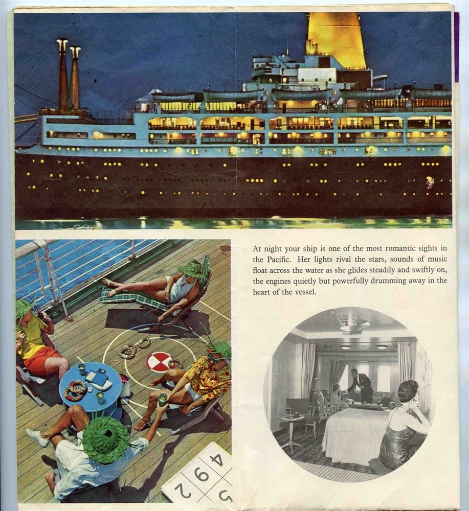 Orient & Pacific Lines SS Orcades First Class Accommodations Deck Plan 1959