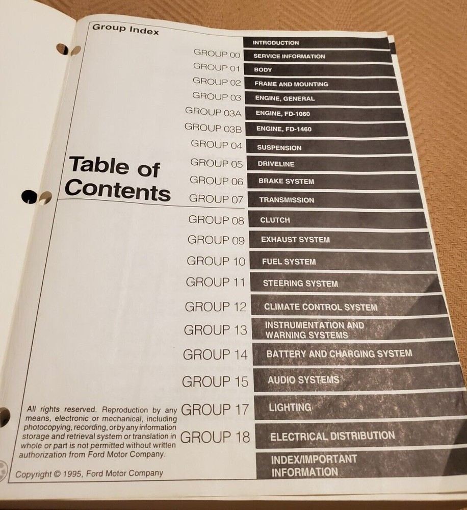 1996 Ford Cargo Van Service Manual