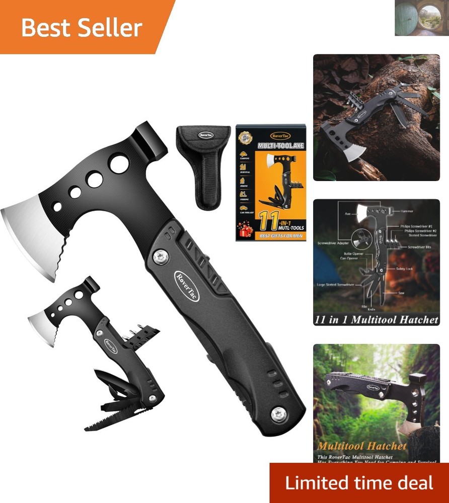 11-in-1 Camping Multitool Axe: Durable Survival Tool with Sheath for Adventurers