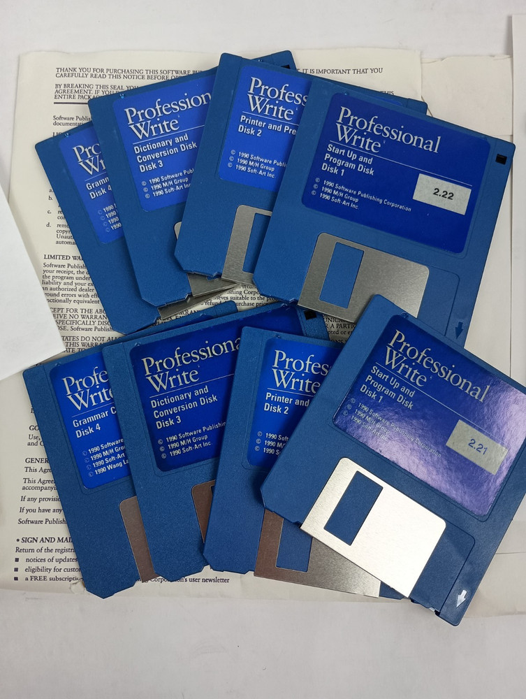Vintage 1990 SPC Professional Write 2.2 Word Processing Software 3.5 5.25" Disks
