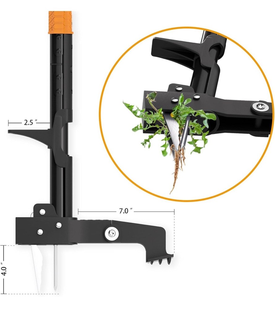 Brewin Weed Puller Tool, Fully Stand Up Weeding Tool with 4 Claws - Zero Bending