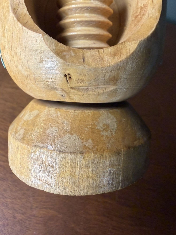 Vintage Mid Century Modern Wood Head Nutcracker Conversation Piece Bar Ware