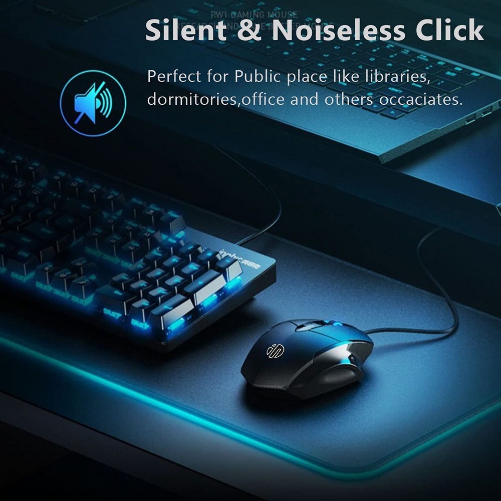 Censprin USB Computer Mouse Wired, Silent Click Corded Mouse 3-Button Wired Opti