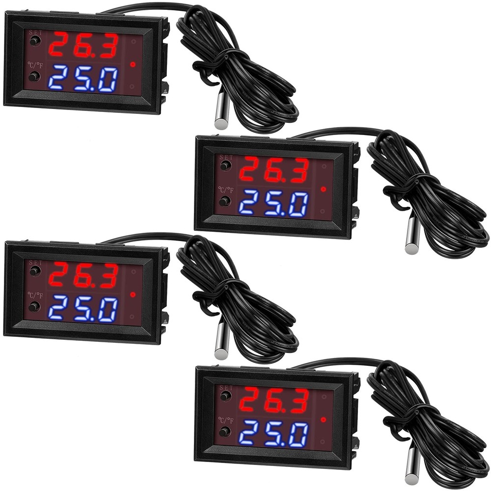 4 Pieces 12V Electronic Temperature Controller Programmable -50 to 110 Degree...