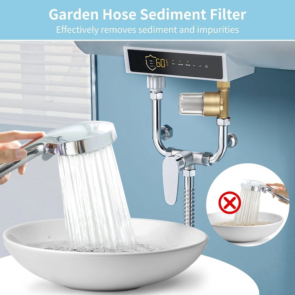 Garden Hose Sediment Filter, Inline Water Filter Washing, Machine Water Filte...