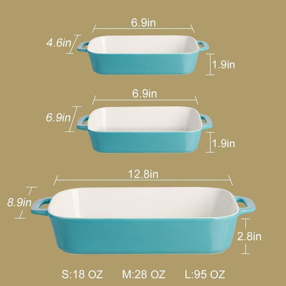 Sophisticated Rectangular Bakeware Set - Non-Stick, Dishwasher Safe Ceramic Pans