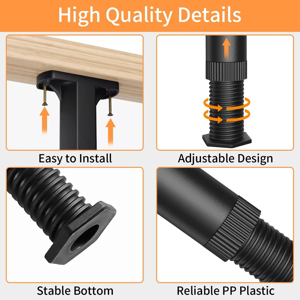 8PCS Adjustable Bed Support Legs Bed Frame Support Legs Adjustable Bed Legs f...