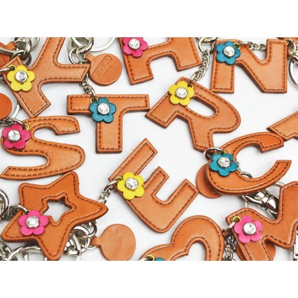 Initial "Y" Leather Keychain Bag Charm