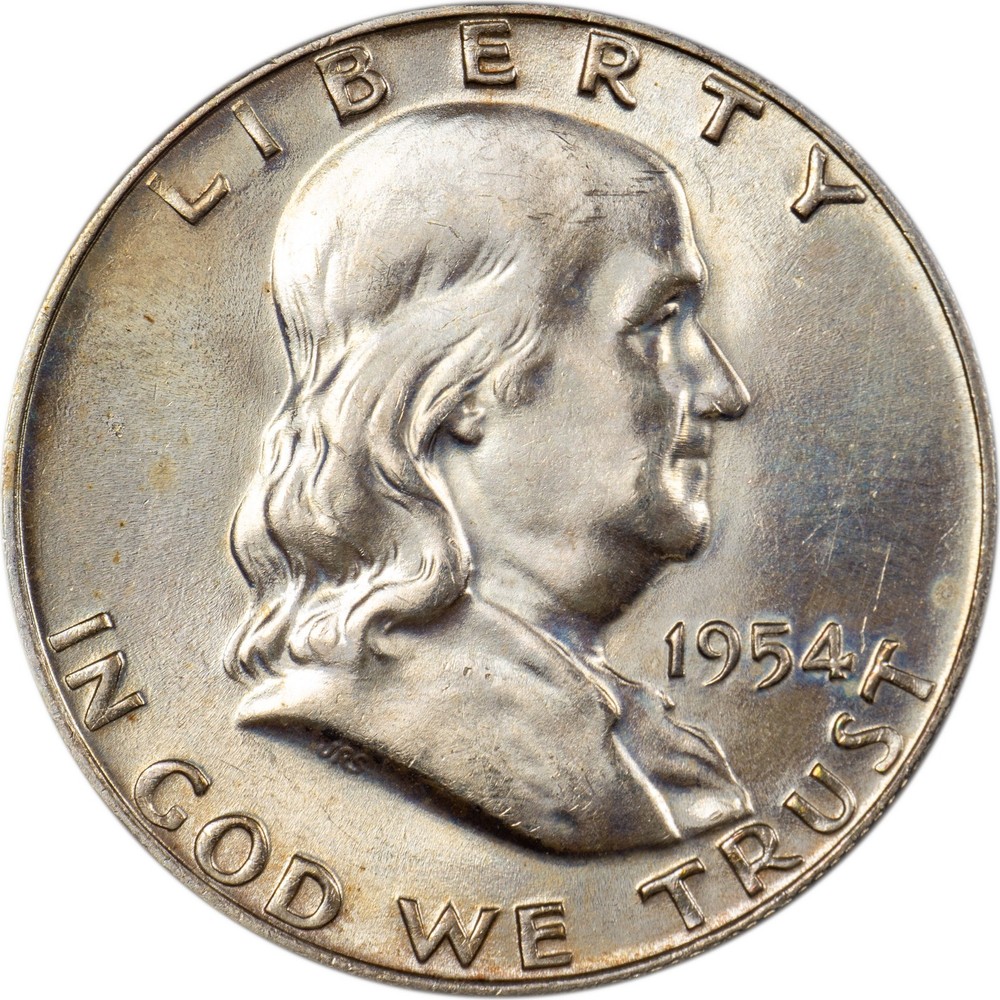 1954-D Franklin Half Dollar - Lightly Toned - AU!