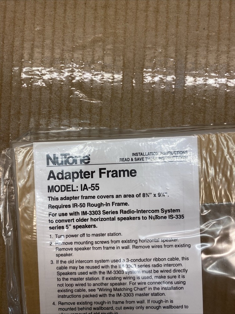 Nutone Model IA-55 Radio-Intercom Speaker Converter Adapter UPDATE Frame- WHITE