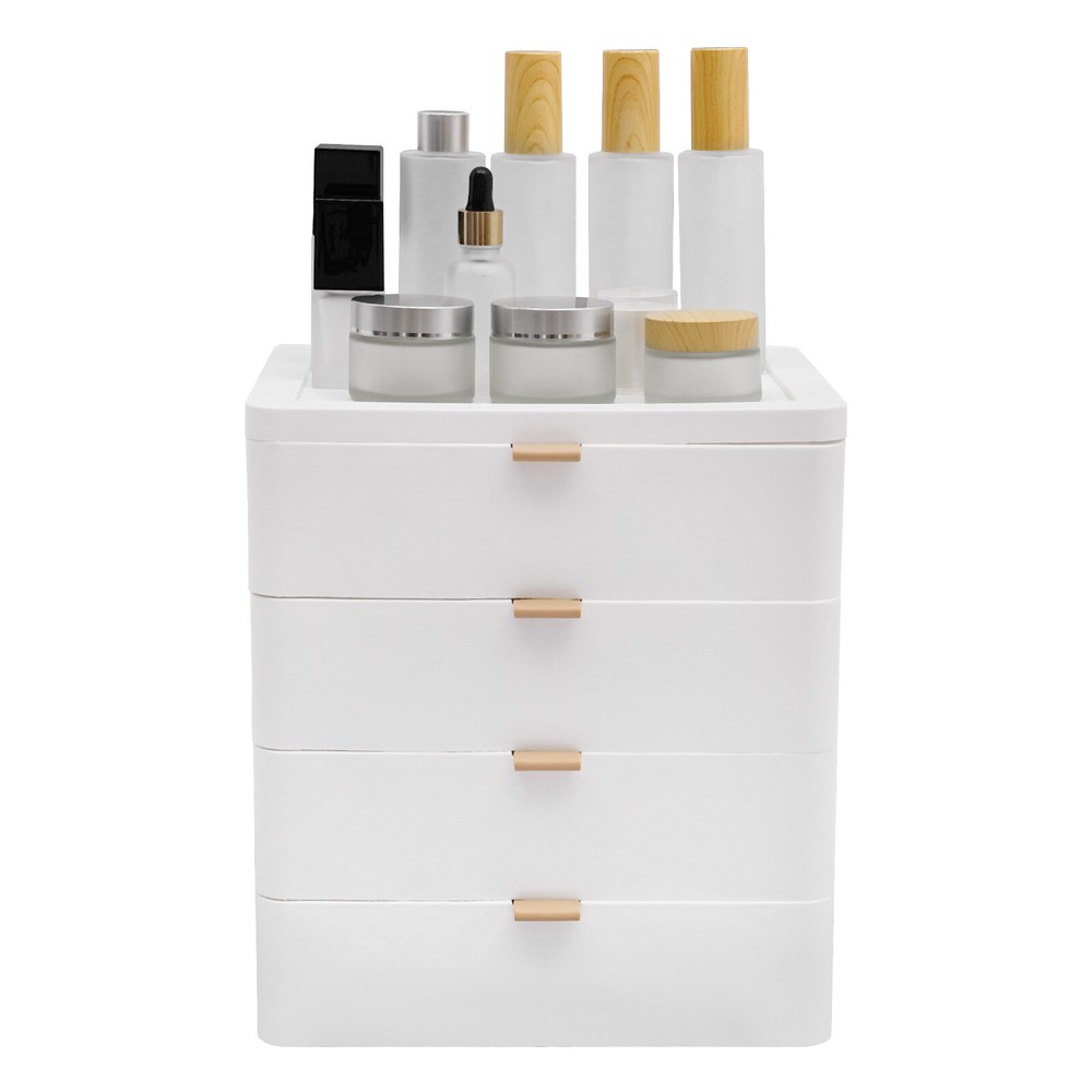 Stylish White Desk Organizer with 4 Drawers - Space-Saving Storage Solution