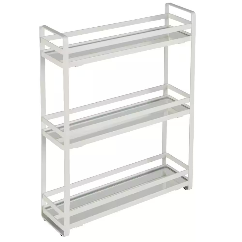 3-Tier Slim Flat Wired Rails Vanity Tray in White
