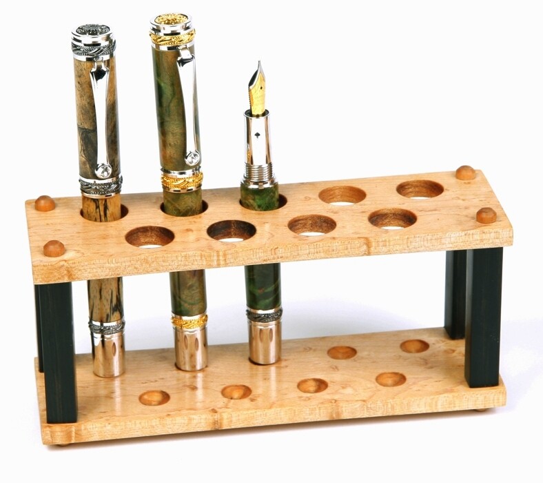 Lanier Pens - Maple and Ebony Upright Stand - 9 Pen
