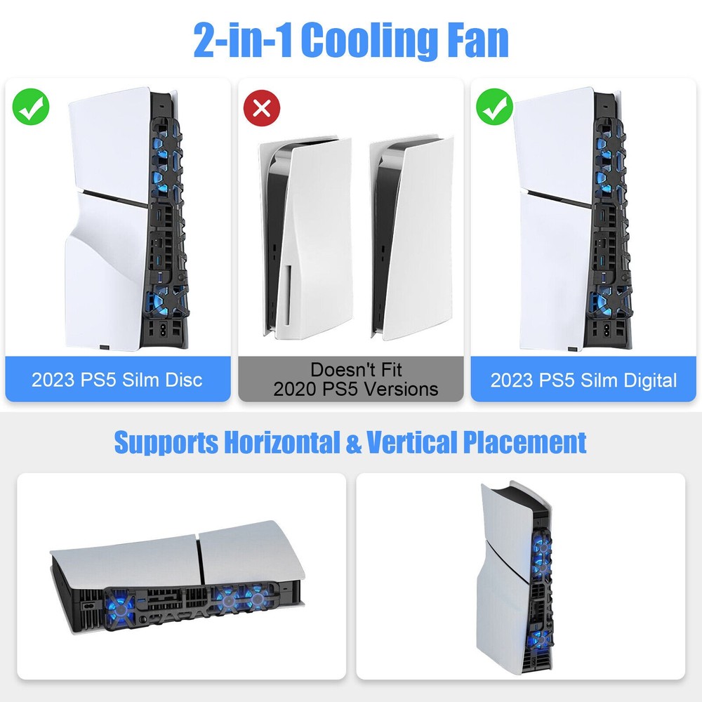 Upgraded External Cooling Fan Cooler Accessory For PS5 Slim Disc/Digital Console