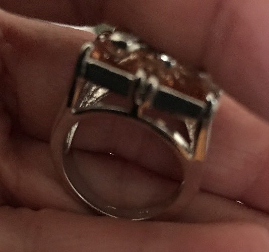 Bold Cz Ring Shines Silver Tone Heavy China