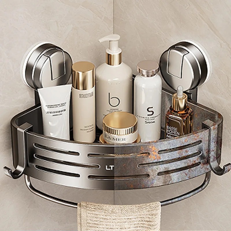 Space-Saving Suction Cup Bathroom Shelf - No Drilling Required