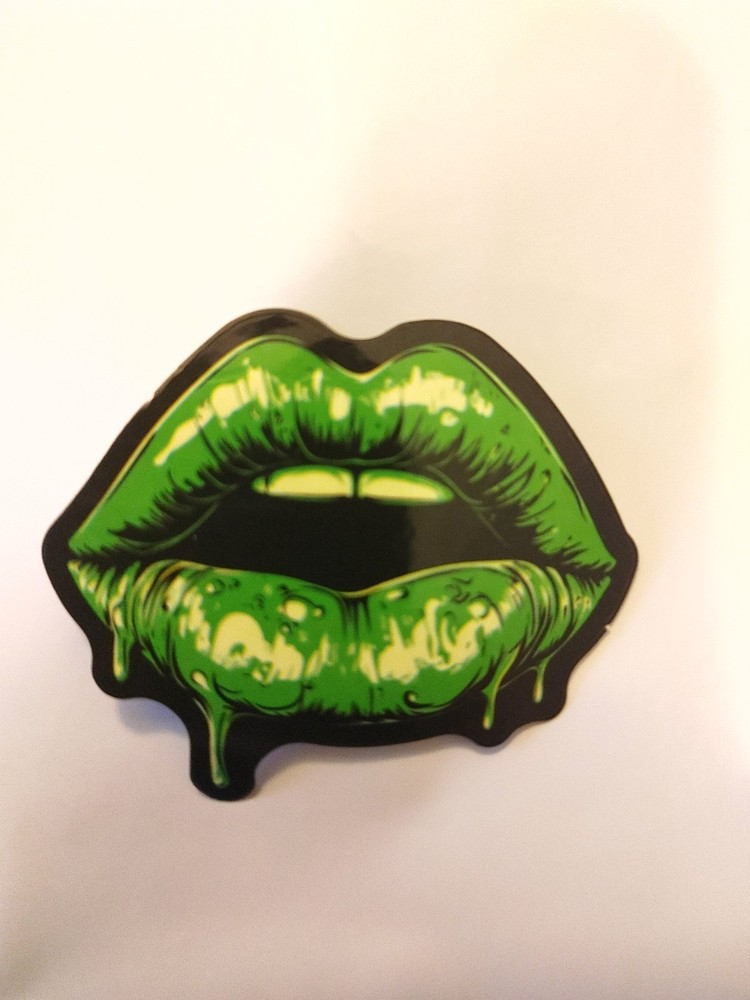 Green Lips Kiss Gothic Sticker Decal