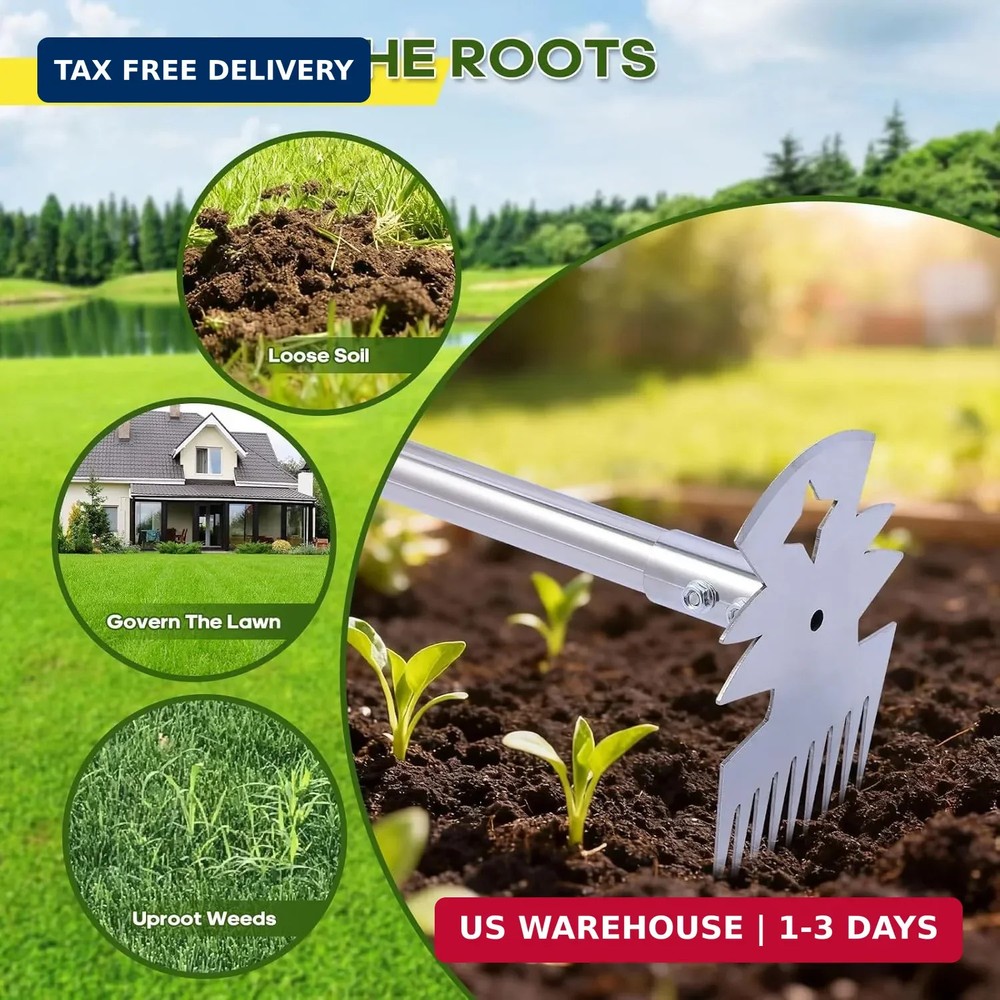 Weeding Tool with Long Handle- 60" Manual Weeder Remover Tool,Garden Tools,Porta