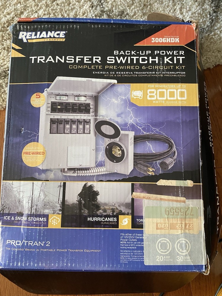 Reliance Controls Backup Power Transfer Switch Kit 3006HDK  -Open Box - Read