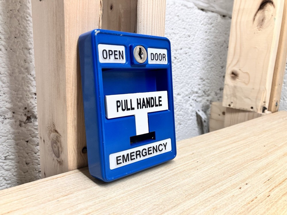 Blue Emergency Door Release Pull Handle Access Control Device