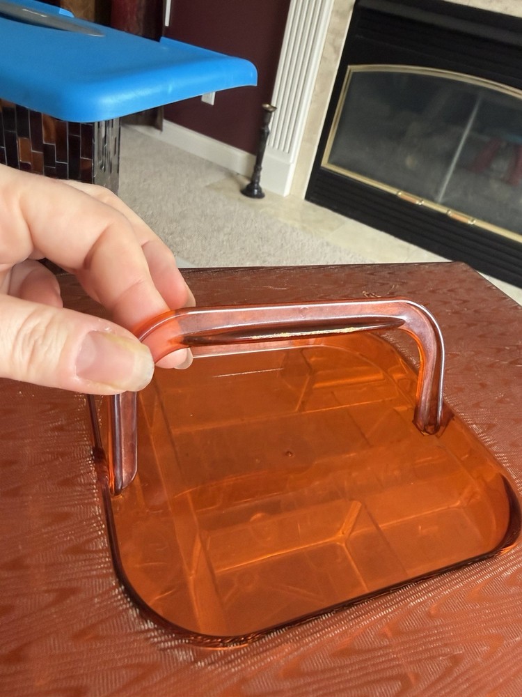 Orange Plastic Sewing Basket with Handle, Internal Organizer, and Compartments