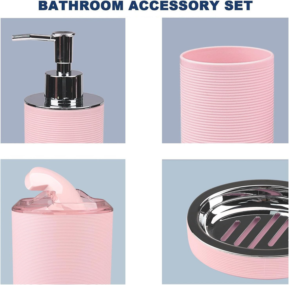 Bathroom Accessories Set Bath Ensemble Includes Soap Dispenser, Toothbrush Holde