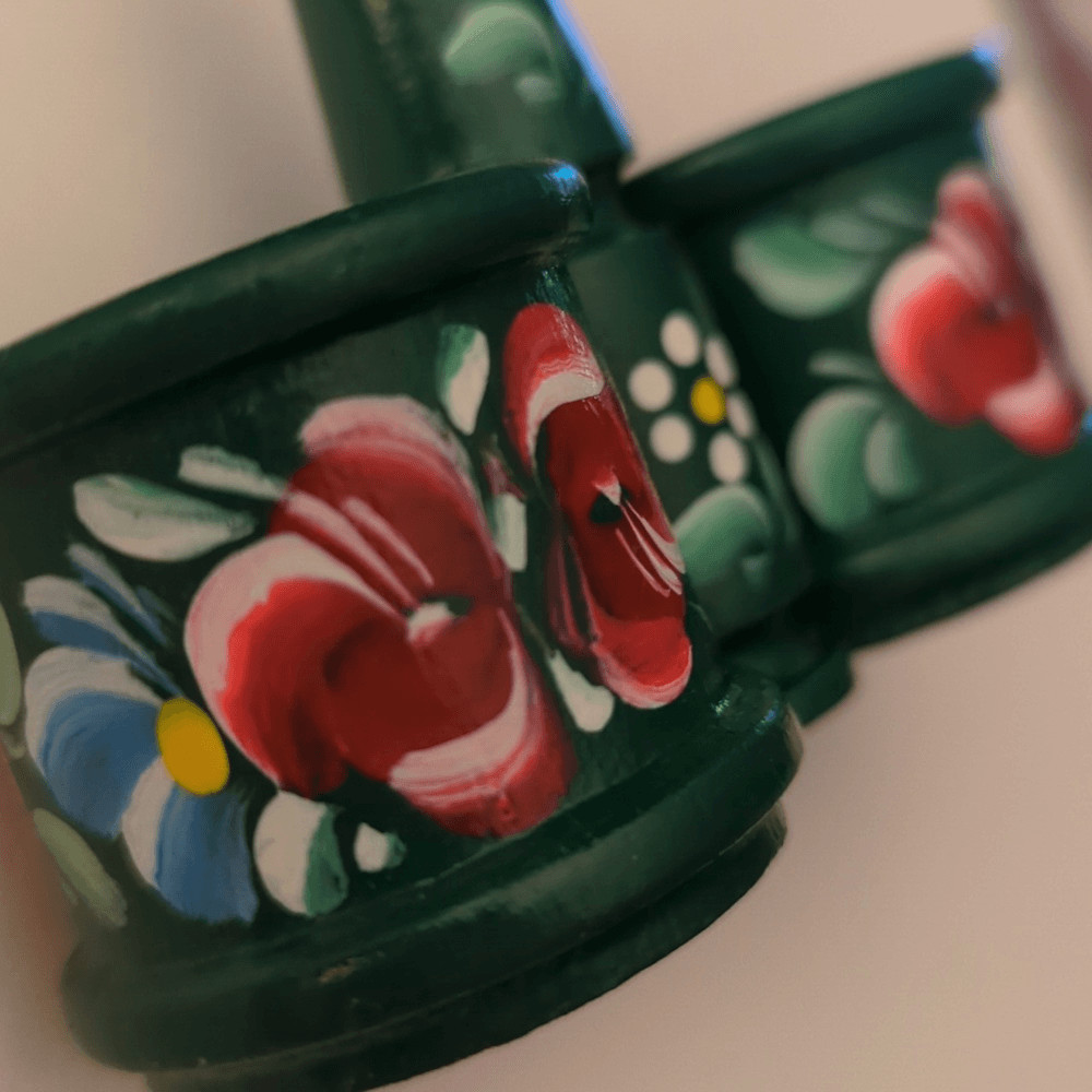 Vintage hand painted floral container Hungary