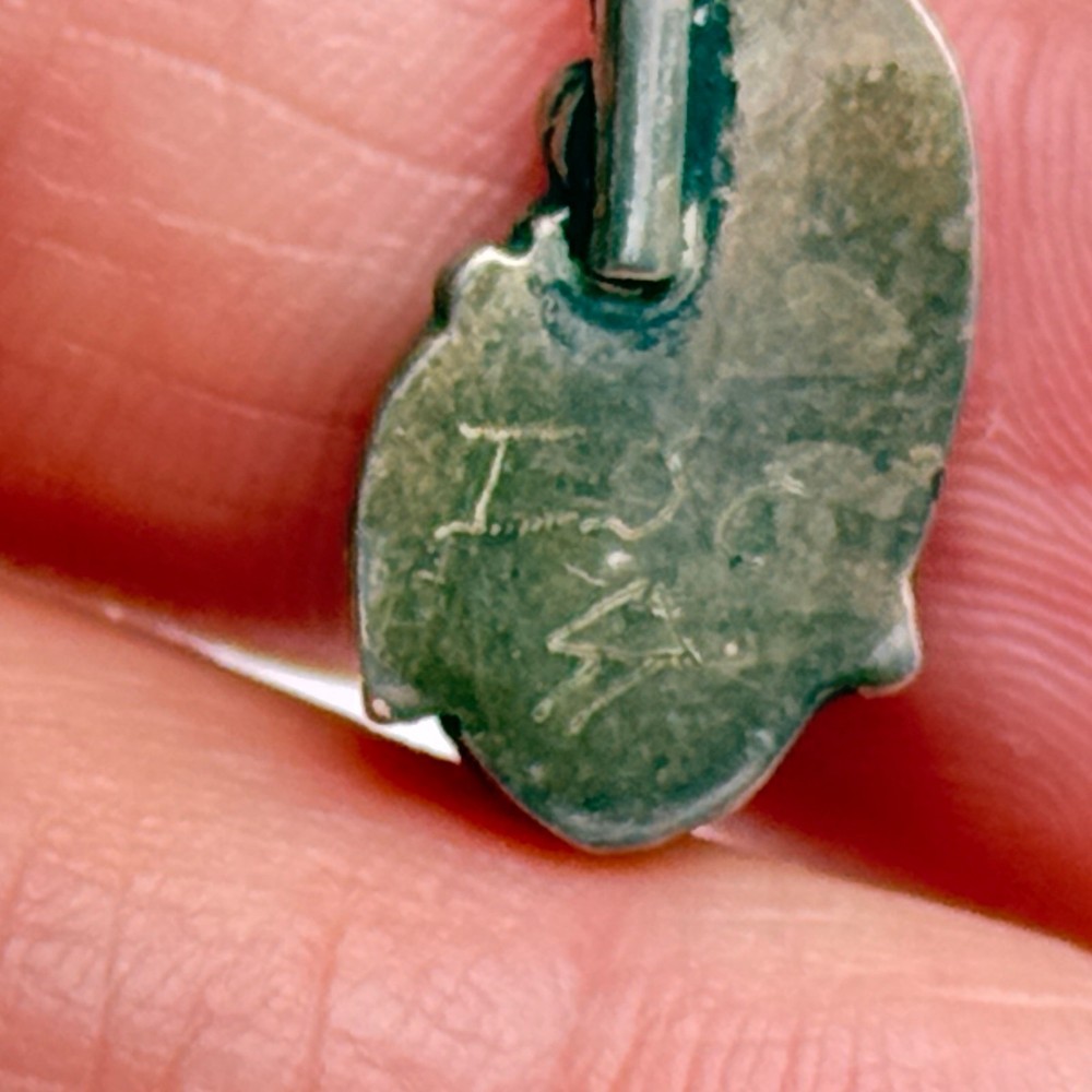 Tiny Vintage Zuni Native Coral Silver Pendant Charm