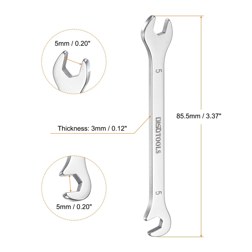 Super Thin Open End Wrench 5mm Metric Angled Open End Wrench