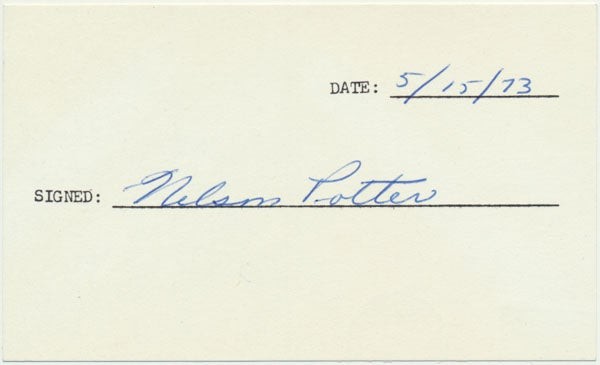 Nelson POTTER / Signature Signed