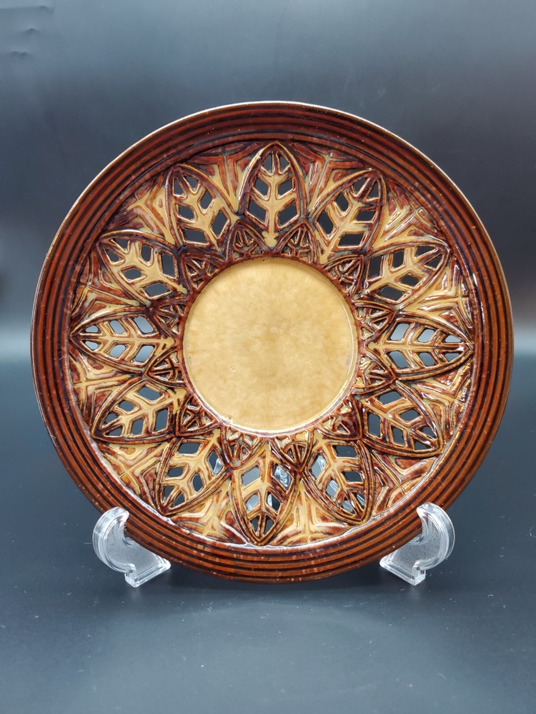 Ceramic Candle Plate with Leaf Cut-outs