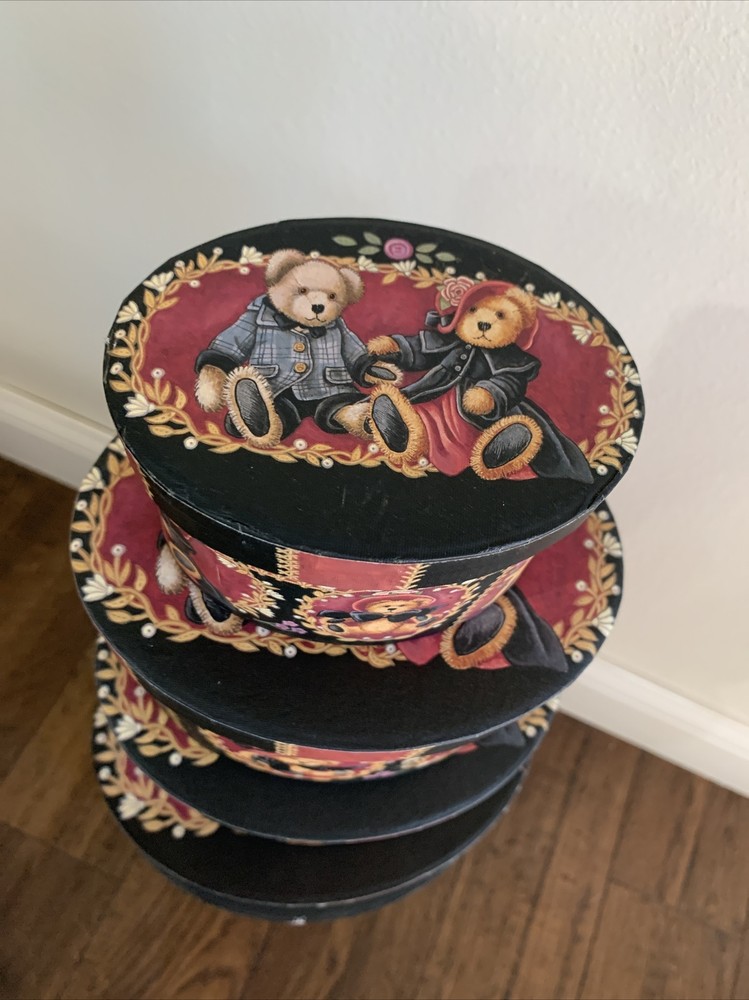 Set Of 5 Stacking Nesting Boxes Floral Bob’s Boxes Victorian Teddies