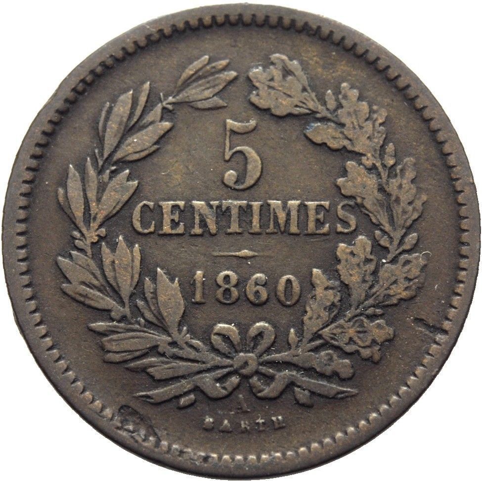 Scarce 1860 Luxembourg 5 Cent #3