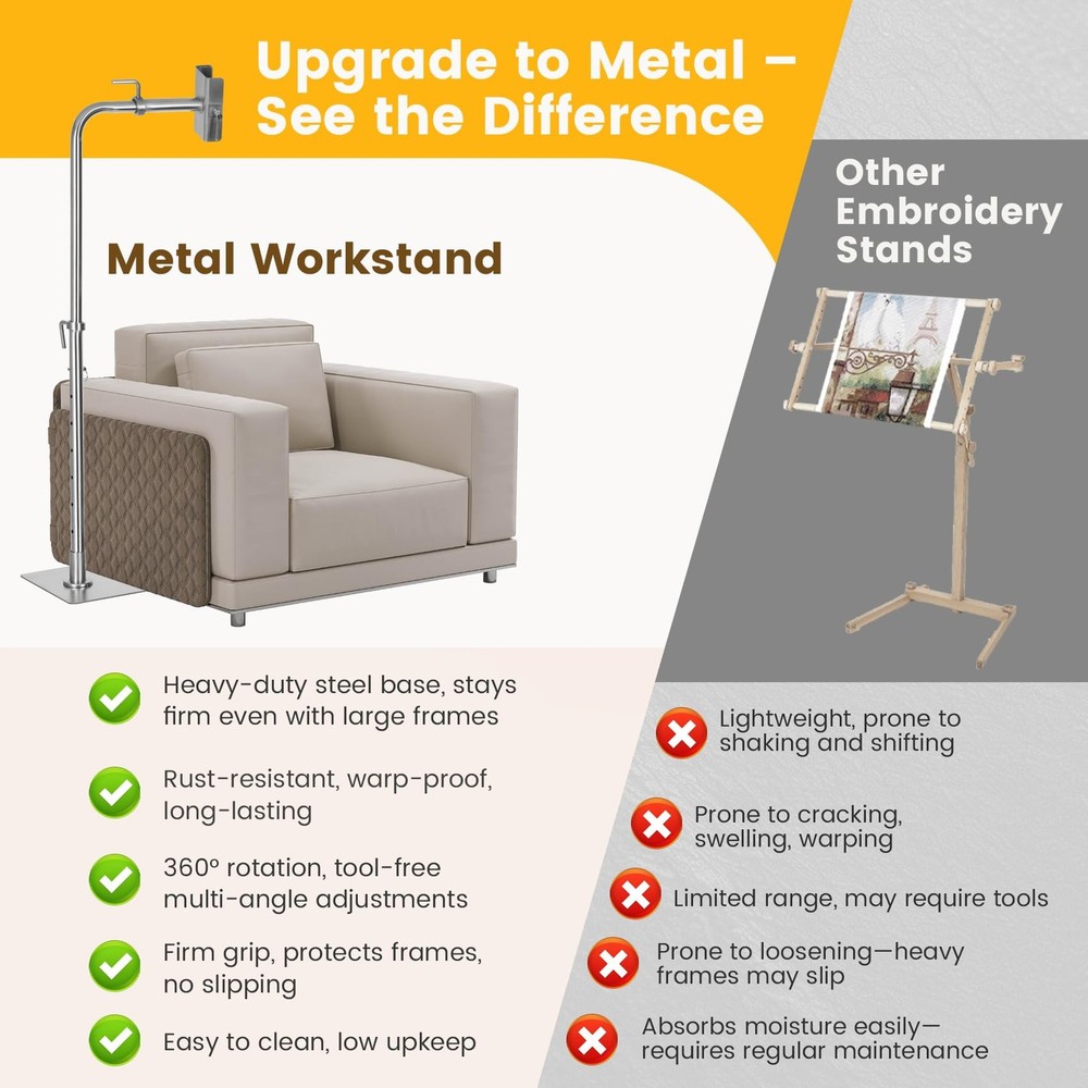 Workstand with Side Clamp, for Lowery Stand, Adjustable Cross Stitch Floor St...